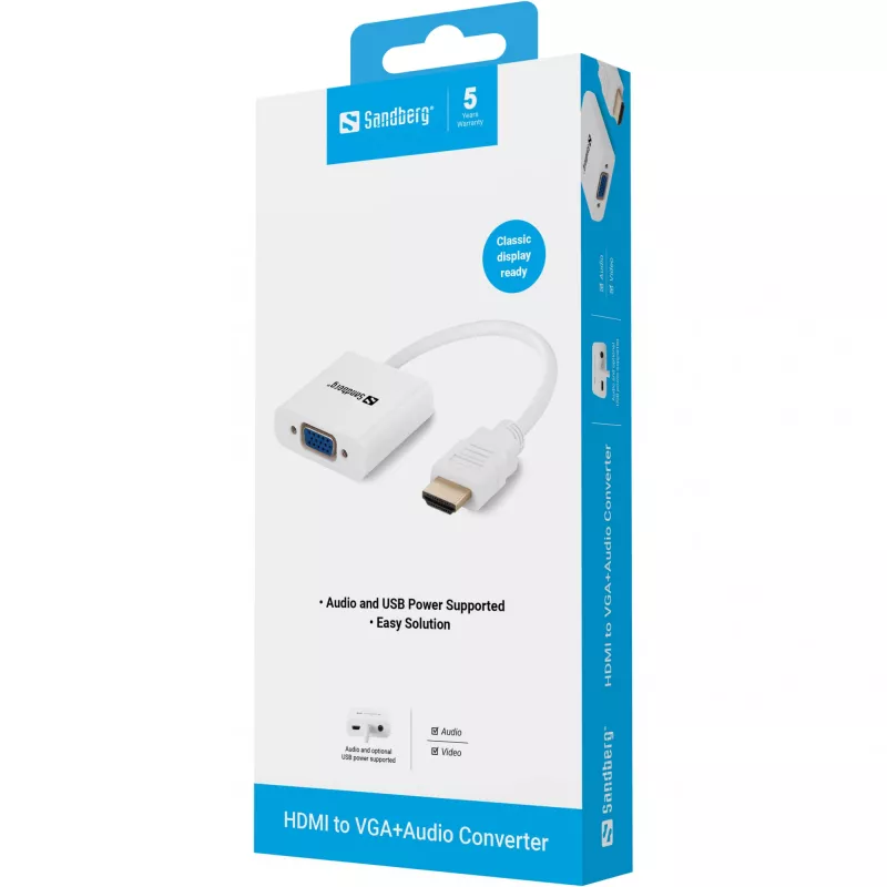 HDMI uz VGA+Audio pārveidotājs Sandberg 508-77