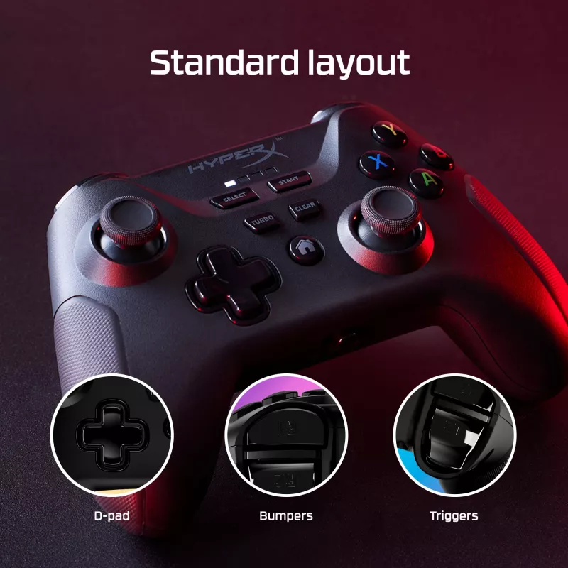 HyperX Clutch - bezvadu spēļu kontrolieris (melns) - mobilajām ierīcēm un datoram