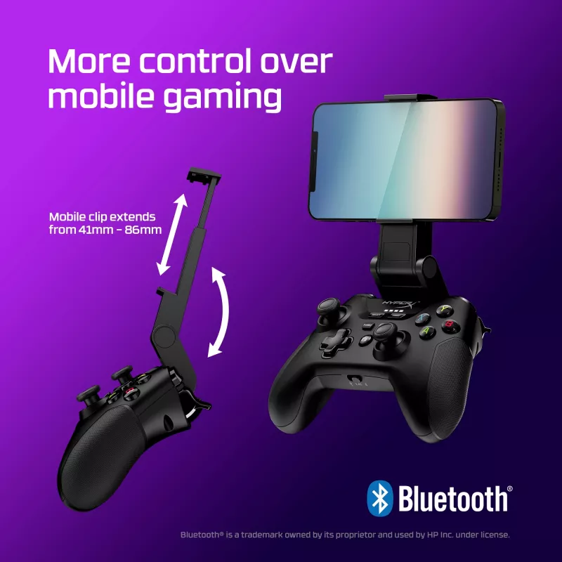 HyperX Clutch - bezvadu spēļu kontrolieris (melns) - mobilajām ierīcēm un datoram