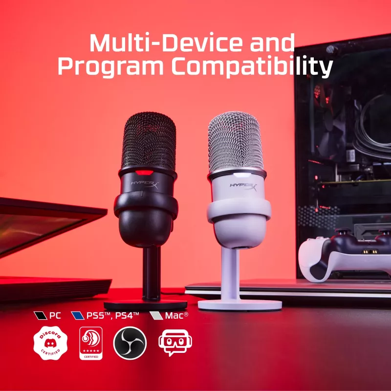 HyperX SoloCast — USB mikrofons (balts)