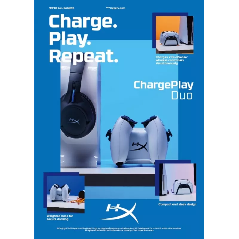 HyperX ChargePlay Duo – kontroliera uzlādes stacija PS5