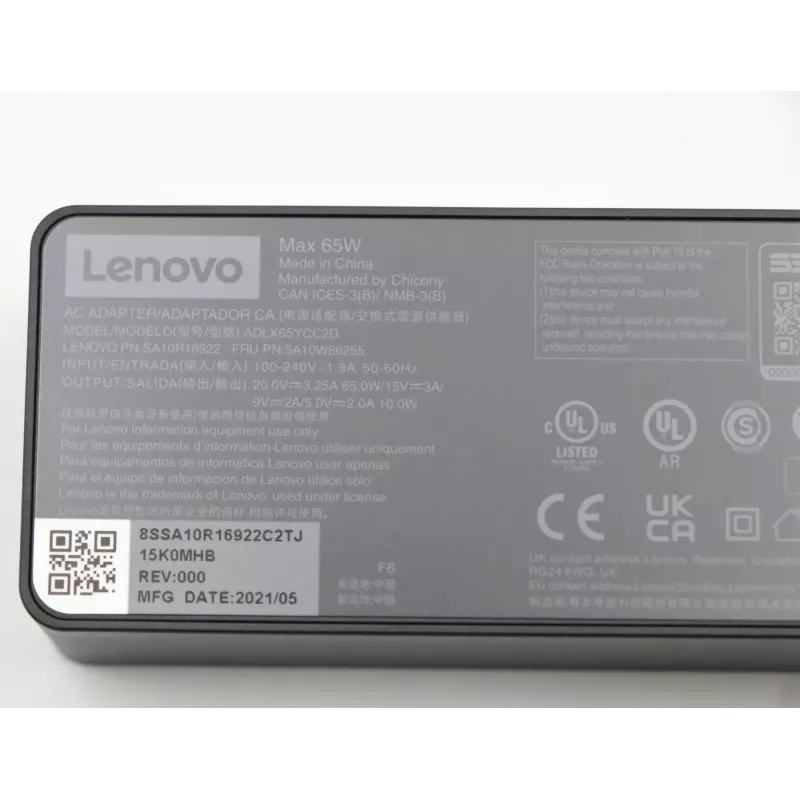 Lenovo 5A10W86255 strāvas adapteris Iekštelpu 65 W Melns