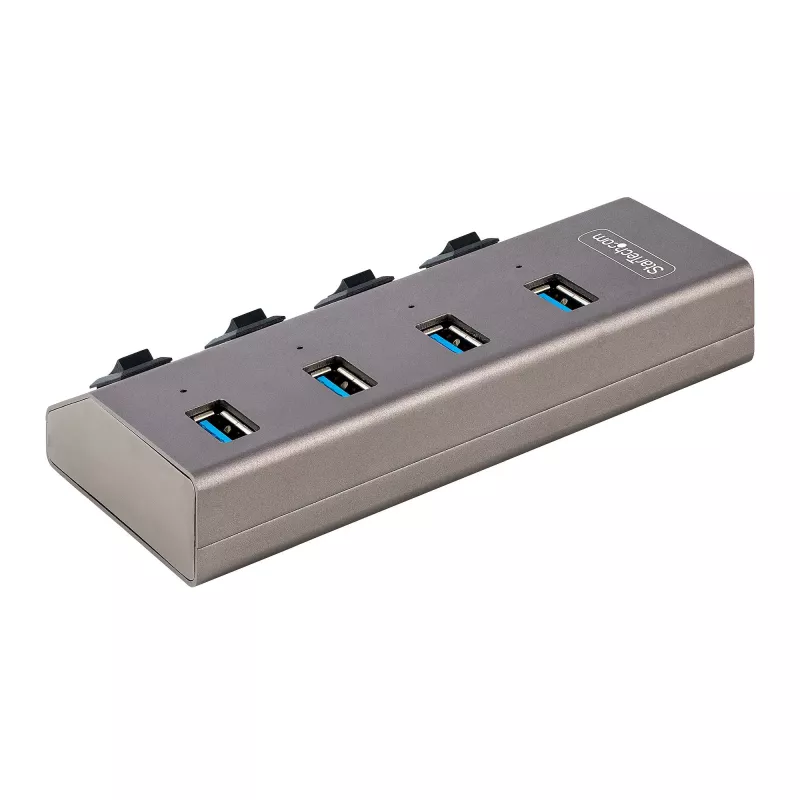 StarTech.com 4 portu pašdarbināms USB-C centrmezgls ar individuāliem ieslēgšanas/izslēgšanas slēdžiem, USB 3.0 5 Gbps paplašināšanas centrmezgls ar barošanas bloku, galddatora/klēpjdatora USB-C uz USB-A centrmezgls, USB Type-C centrmezgls ar BC 1.2