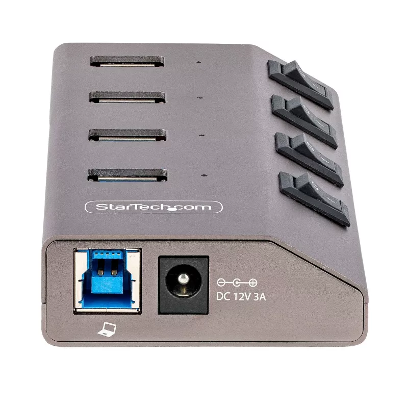 StarTech.com 4 portu pašdarbināms USB-C centrmezgls ar individuāliem ieslēgšanas/izslēgšanas slēdžiem, USB 3.0 5 Gbps paplašināšanas centrmezgls ar barošanas bloku, galddatora/klēpjdatora USB-C uz USB-A centrmezgls, USB Type-C centrmezgls ar BC 1.2