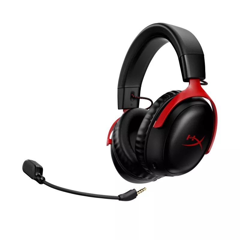 HyperX Cloud III Wireless - spēļu austiņas, melnas; sarkanas, Ķīna, apļveida, slēgtas, aktīva, 155 mm
