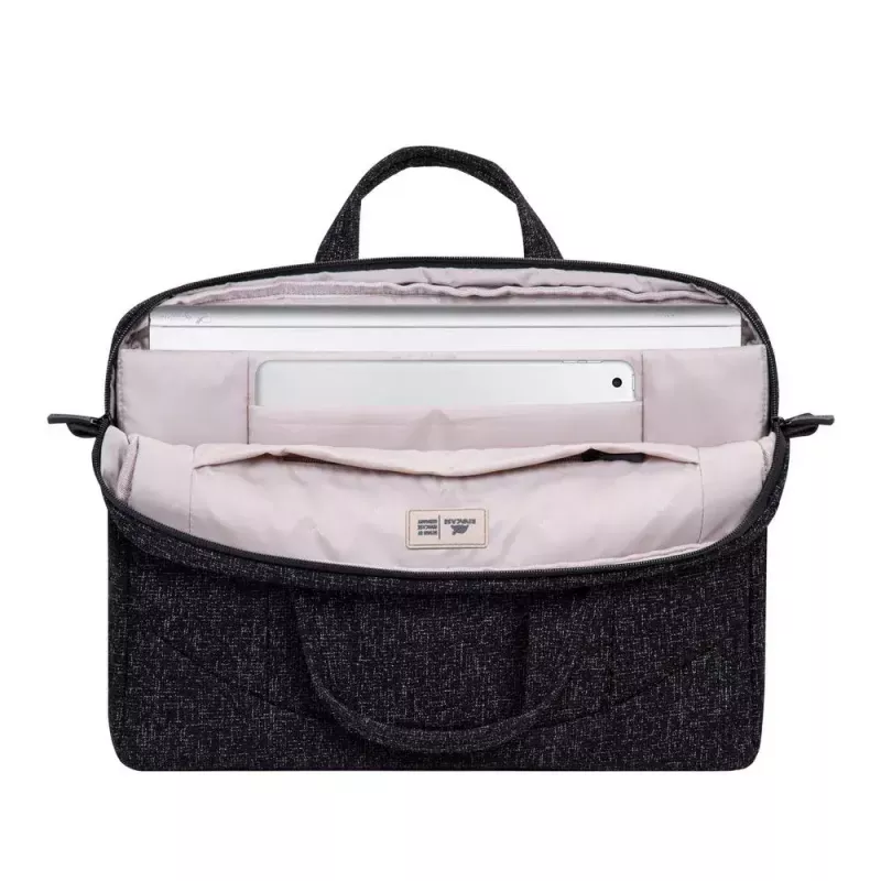 Ziņneša soma Rivacase 7931 39,6 cm 15,6 collas Melna Balta
