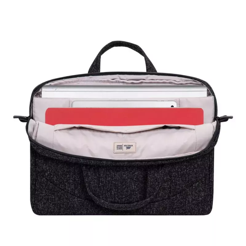 Ziņneša soma Rivacase 7931 39,6 cm 15,6 collas Melna Balta