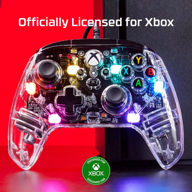 HyperX Clutch Gladiate - vadu spēļu RGB kontrolieris - Xbox, spēļu kontrolieris, Xbox One, Xbox Series X, vadu, USB, USB Type-A, USB Type-C, caurspīdīgs