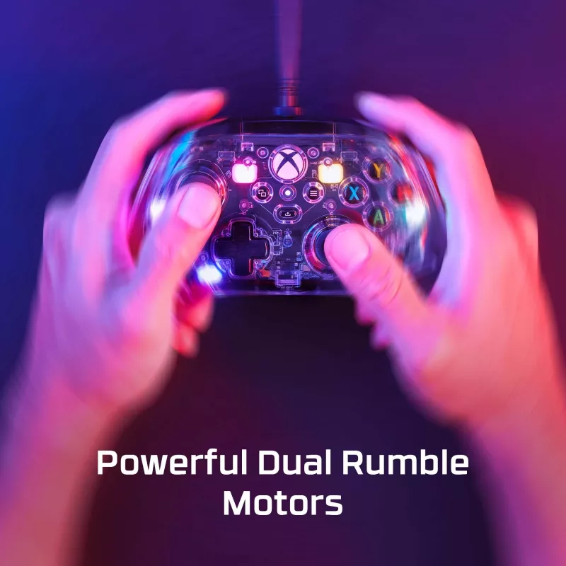 HyperX Clutch Gladiate - vadu spēļu RGB kontrolieris - Xbox, spēļu kontrolieris, Xbox One, Xbox Series X, vadu, USB, USB Type-A, USB Type-C, caurspīdīgs