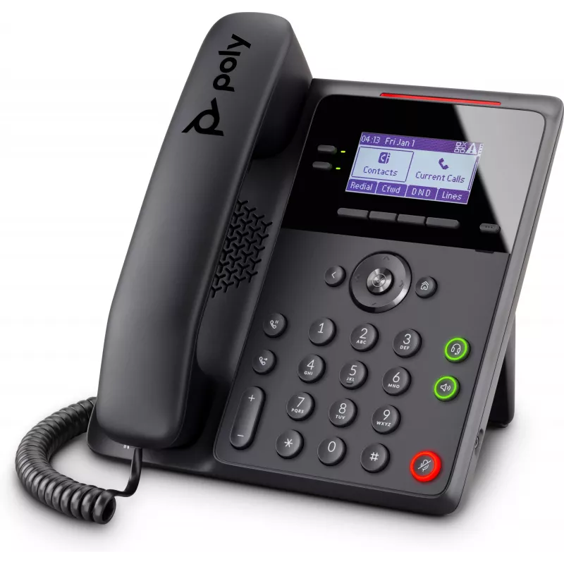IP telefons Poly Edge B20 — 2 līnijas PoE, LCD 2,8 collas (7,11 cm), Gigabit Ethernet, vadu klausule, melns