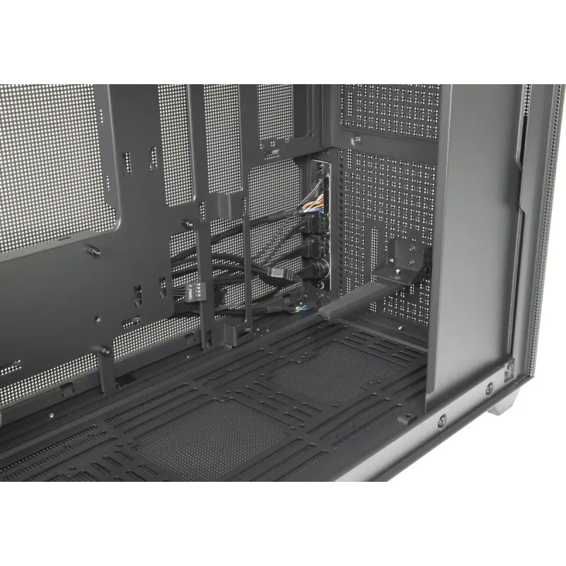 PC Mini Tower korpuss INTER-TECH IM-2 Expander, Mini-ITX/Micro ATX, atbalsta ATX/SFX barošanas blokus, 2,5 collu un 3,5 collu diskus, priekšējie/augšējie ventilatori 120/140 mm, melns