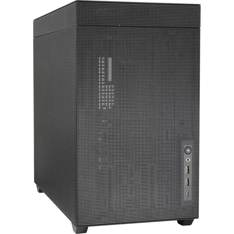 PC Mini Tower korpuss INTER-TECH IM-2 Expander, Mini-ITX/Micro ATX, atbalsta ATX/SFX barošanas blokus, 2,5 collu un 3,5 collu diskus, priekšējie/augšējie ventilatori 120/140 mm, melns