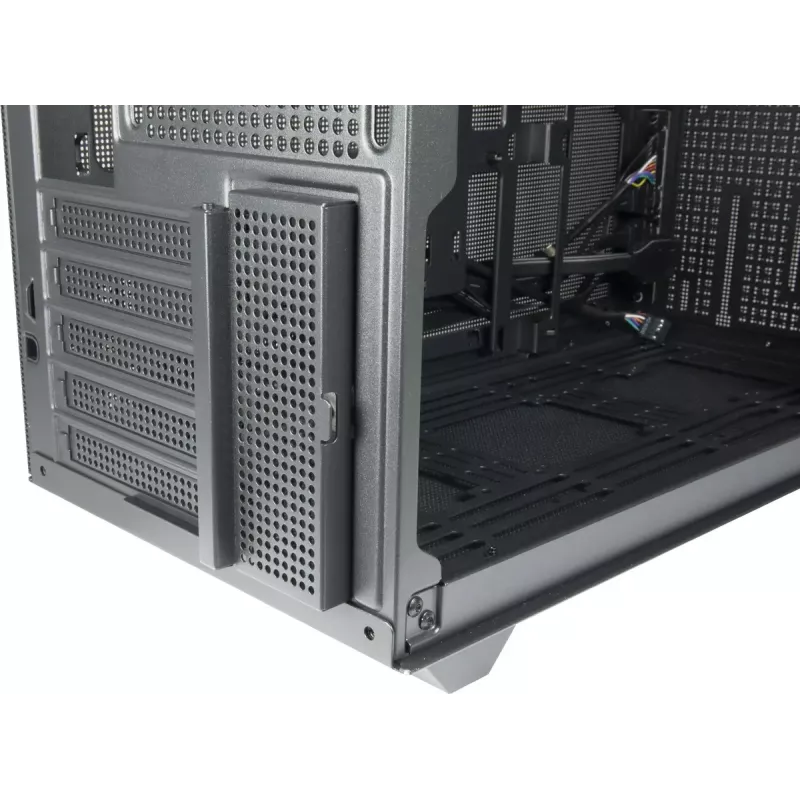 PC Mini Tower korpuss INTER-TECH IM-2 Expander, Mini-ITX/Micro ATX, atbalsta ATX/SFX barošanas blokus, 2,5 collu un 3,5 collu diskus, priekšējie/augšējie ventilatori 120/140 mm, melns