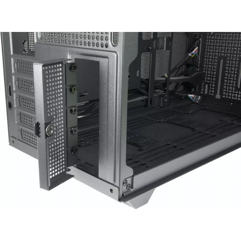 PC Mini Tower korpuss INTER-TECH IM-2 Expander, Mini-ITX/Micro ATX, atbalsta ATX/SFX barošanas blokus, 2,5 collu un 3,5 collu diskus, priekšējie/augšējie ventilatori 120/140 mm, melns