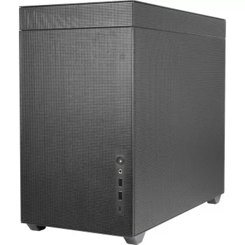 PC Mini Tower korpuss INTER-TECH IM-2 Expander, Mini-ITX/Micro ATX, atbalsta ATX/SFX barošanas blokus, 2,5 collu un 3,5 collu diskus, priekšējie/augšējie ventilatori 120/140 mm, melns