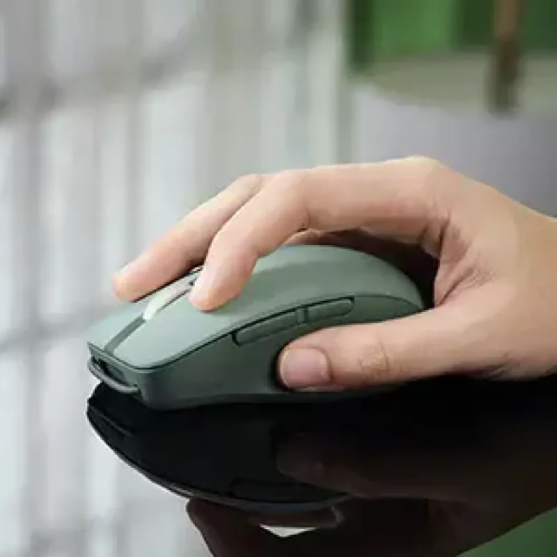 Pele ASUS SmartO MD200 Silent Plus — piemērota abām rokām RF bezvadu + Bluetooth, optiskā 4200 DPI, 6 pogas, zaļa