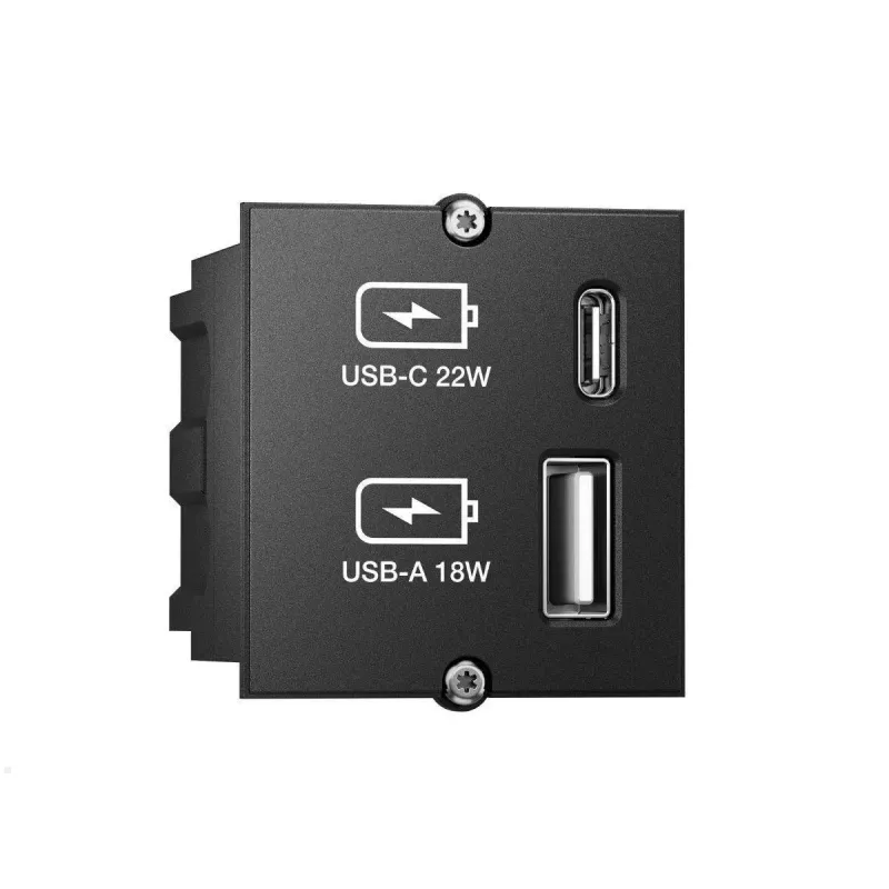 Kontaktligzda USB A + USB C Bachmann 917.227 Melna IP20 250V