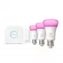 Viedā apgaismojuma komplekts Philips Hue White and Colour Ambience Starter – 3× E27 11W spuldzes, Bluetooth/Zigbee, dimmeris