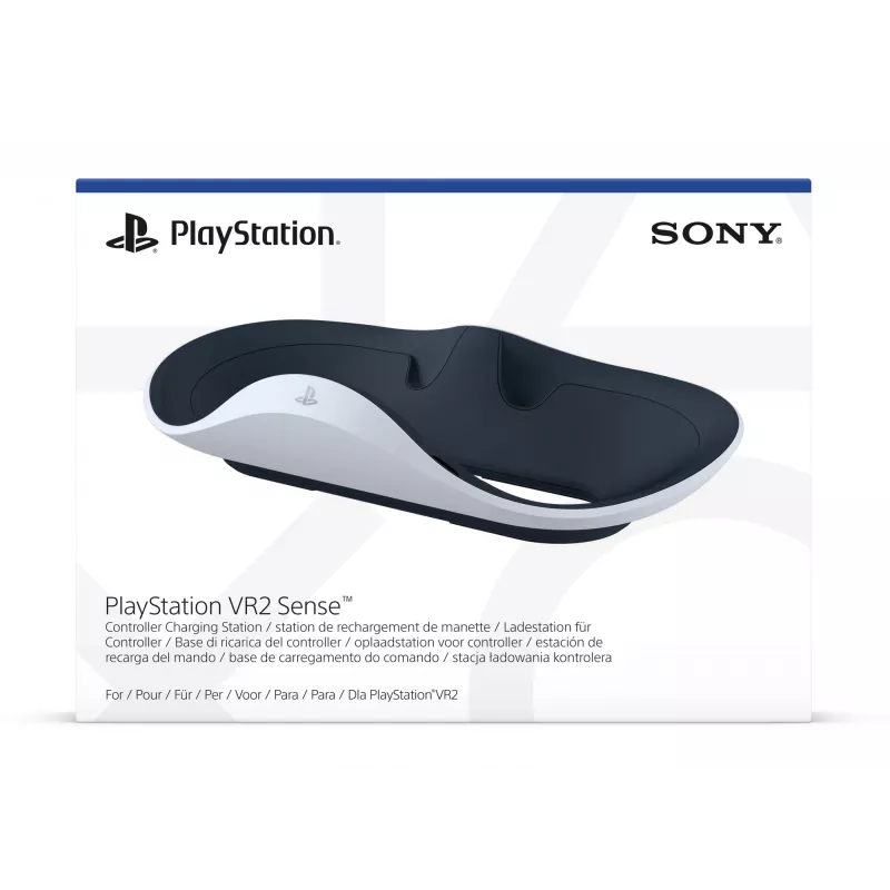 Uzlādes statīvs Sony 9480693 spēļu kontrolierim — PlayStation 5, 5.1V/2.8A, melns/baltss, 241×136×58 mm