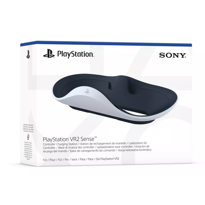 Uzlādes statīvs Sony 9480693 spēļu kontrolierim — PlayStation 5, 5.1V/2.8A, melns/baltss, 241×136×58 mm