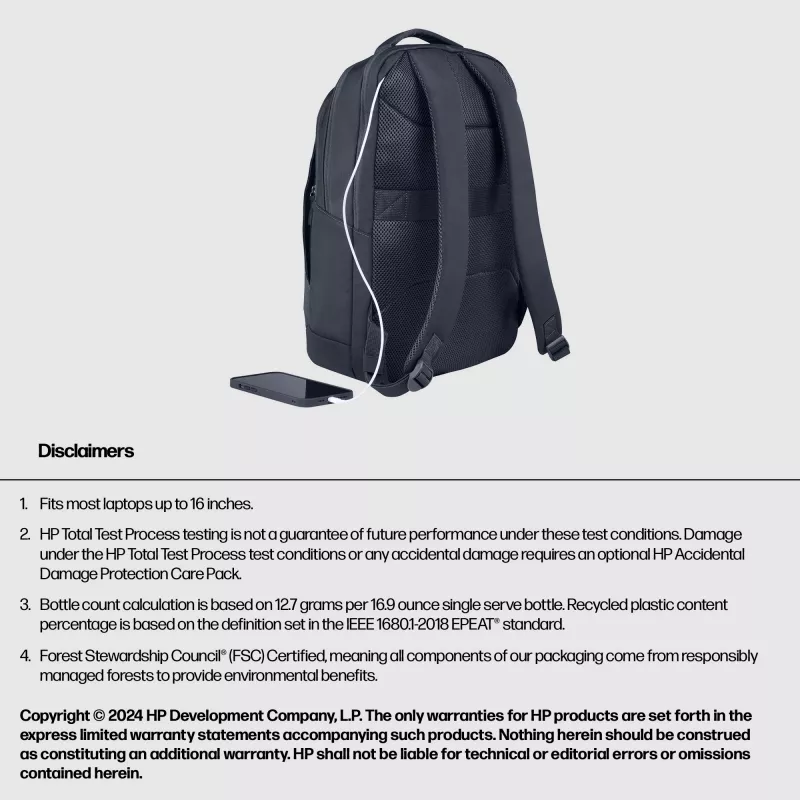 HP Everyday 16-Inch Laptop Backpack, mugursoma, 40,9 cm (16,1 collas), 570 g