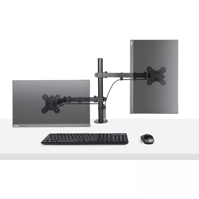 StarTech.com monitora svira ar VESA klēpjdatora paliktni, klēpjdatoram (4,5 kg/9,9 mārciņas) un vienam displejam līdz 32 inch (8 kg/17,6 mārciņas), melna, ventilējams paliktnis, regulējama klēpjdatora sviras stiprinājums, C-skava/cauruma stiprinājums