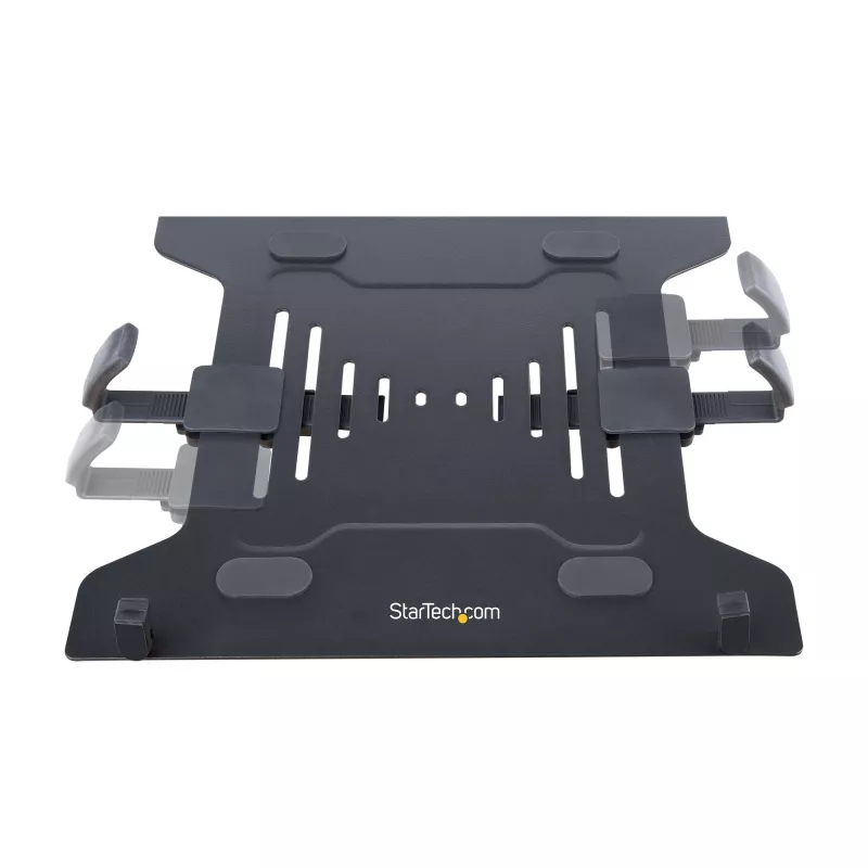 StarTech.com monitora svira ar VESA klēpjdatora paliktni, klēpjdatoram (4,5 kg/9,9 mārciņas) un vienam displejam līdz 32 inch (8 kg/17,6 mārciņas), melna, ventilējams paliktnis, regulējama klēpjdatora sviras stiprinājums, C-skava/cauruma stiprinājums