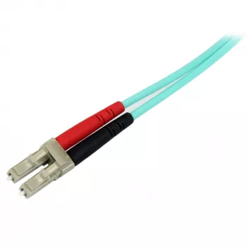 StarTech.com 10 m (30 pēdas) LC/UPC uz LC/UPC OM3 daudzmodu optiskās šķiedras kabelis, pilna dupleksa 50/125 µm zipcord šķiedras kabelis, 100G, zemi ievietošanas zudumi, LSZH šķiedras džempera vads