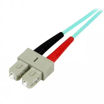 StarTech.com 1m (3 pēdas) LC/UPC uz SC/UPC OM3 daudzmodu optiskās šķiedras kabelis, pilna dupleksa 50/125 µm Zipcord optiskās šķiedras kabelis, 100G, zemi ievietošanas zudumi, LSZH optiskās šķiedras džempera vads