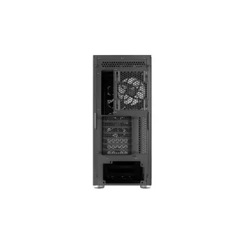 PC korpuss AEROCOOL Interstellar Midi Tower Melns — ATX, atbalsta līdz 362 mm GPU, 163 mm CPU dzesētāju, 3x120/360 mm priekšējo radiatoru