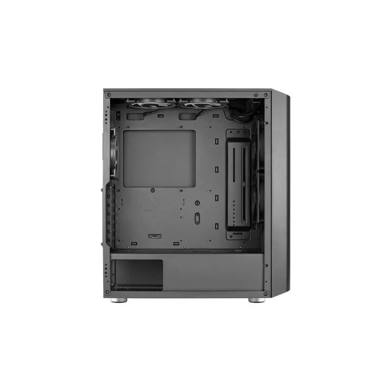 PC korpuss AEROCOOL Interstellar Midi Tower Melns — ATX, atbalsta līdz 362 mm GPU, 163 mm CPU dzesētāju, 3x120/360 mm priekšējo radiatoru