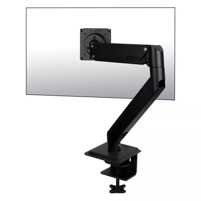 Desk Mount Gas Spring Monitor Arm Arctic X1-3D — supports up to 43 inch / 10 kg, VESA 75x75–100x100, Melns