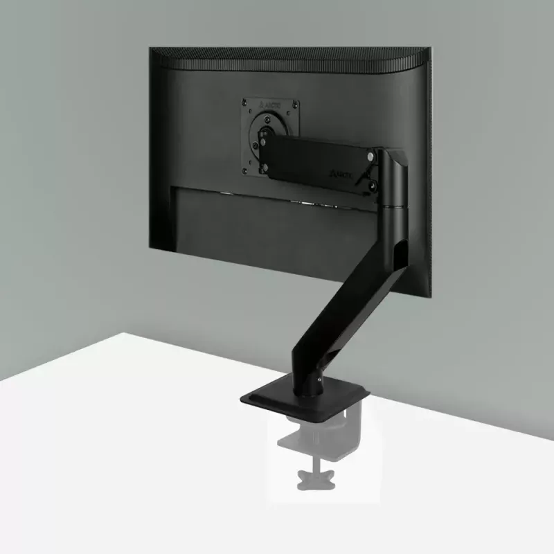 Desk Mount Gas Spring Monitor Arm Arctic X1-3D — supports up to 43 inch / 10 kg, VESA 75x75–100x100, Melns