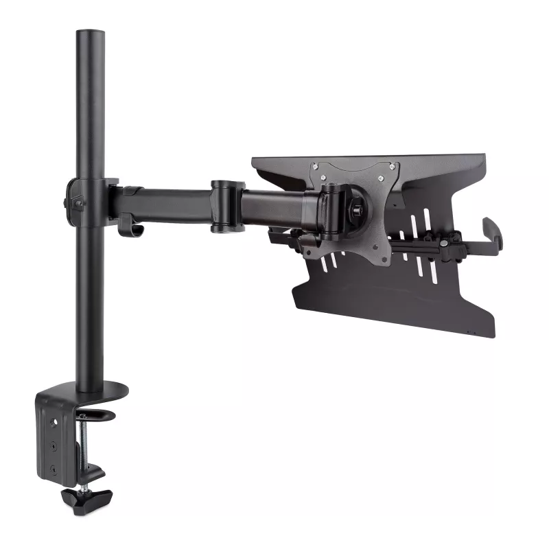 StarTech.com Laptop Desk Mount - Monitora un klēpjdatora stiprinājums - atbalsta displejus līdz 34 collām (8 kg / 17,6 mārciņas) un klēpjdatorus (4,5 kg / 9,9 mārciņas) - kustīgs VESA klēpjdatora paliktņa rokturis - skava / atveres stiprinājums