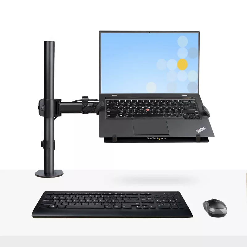 StarTech.com Laptop Desk Mount - Monitora un klēpjdatora stiprinājums - atbalsta displejus līdz 34 collām (8 kg / 17,6 mārciņas) un klēpjdatorus (4,5 kg / 9,9 mārciņas) - kustīgs VESA klēpjdatora paliktņa rokturis - skava / atveres stiprinājums