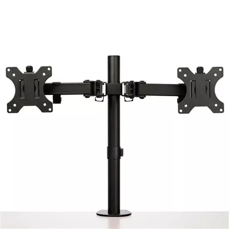 StarTech.com Galda stiprinājums divu monitoru kronšteins - Galda skava / Kabeļu atveres VESA monitora stiprinājums līdz pat 32 collu displejiem - Ergonomisks regulējams monitora kronšteins - Augstuma regulēšana/Noliekšana/Pagriešana/Rotēšana