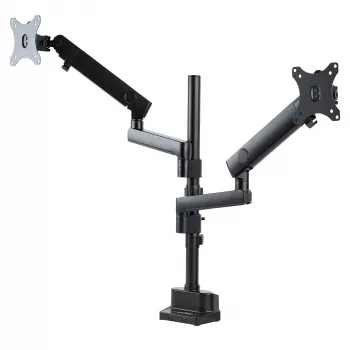 StarTech.com Galda stiprinājums divu monitoru rokai, pilnas kustības monitora stiprinājums 2 VESA displejiem līdz 32 collām (17,6 mārciņas/8 kg), augstuma regulēšana, skavas/cauruma stiprinājums, mehāniskā atspere