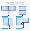 StarTech.com Galda stiprinājums divu monitoru rokai, pilnas kustības monitora stiprinājums 2 VESA displejiem līdz 32 collām (17,6 mārciņas/8 kg), augstuma regulēšana, skavas/cauruma stiprinājums, mehāniskā atspere