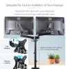 StarTech.com Galda stiprinājums divu monitoru rokai, pilnas kustības monitora stiprinājums 2 VESA displejiem līdz 32 collām (17,6 mārciņas/8 kg), augstuma regulēšana, skavas/cauruma stiprinājums, mehāniskā atspere