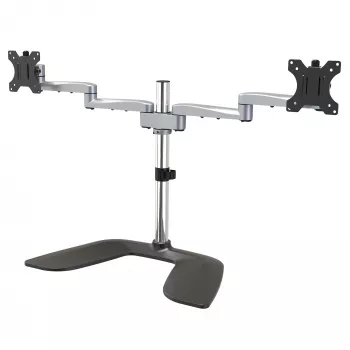 StarTech.com Divu monitoru statīvs – ergonomisks galddatora monitoru statīvs līdz pat 32 collu VESA displejiem – brīvi stāvošs, regulējams universāls datora monitora stiprinājums – regulējams augstums – sudraba krāsā