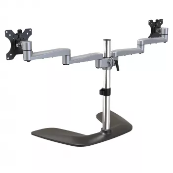StarTech.com Divu monitoru statīvs – ergonomisks galddatora monitoru statīvs līdz pat 32 collu VESA displejiem – brīvi stāvošs, regulējams universāls datora monitora stiprinājums – regulējams augstums – sudraba krāsā