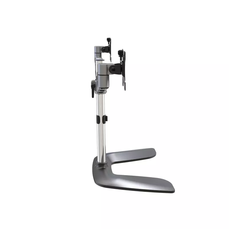 StarTech.com Divu monitoru statīvs – ergonomisks galddatora monitoru statīvs līdz pat 32 collu VESA displejiem – brīvi stāvošs, regulējams universāls datora monitora stiprinājums – regulējams augstums – sudraba krāsā