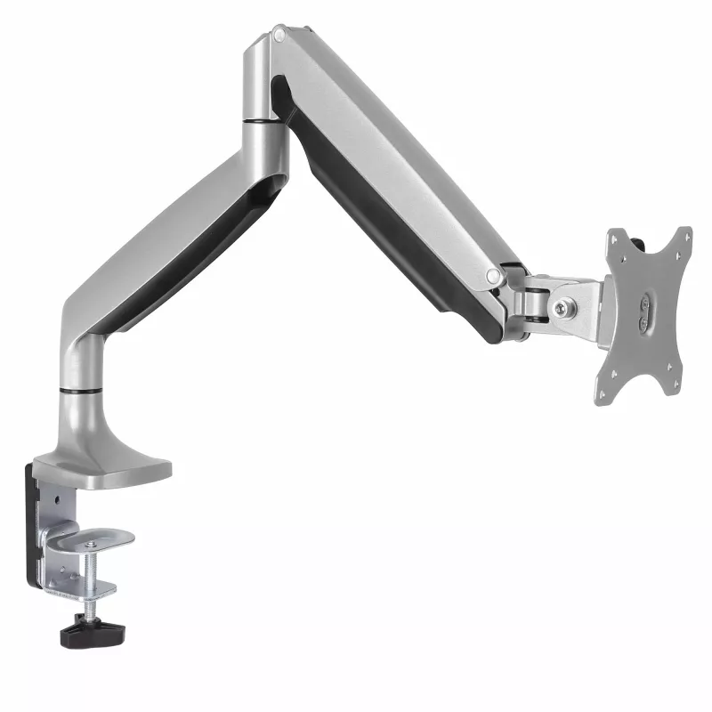 StarTech.com Galda montāžas monitora svira – izturīga ergonomiska VESA monitora svira – viens 9 kg displejs – pilna kustība, augstuma regulēšana, šarnīrveida – alumīnijs – C-skava/caurums – sudraba krāsā
