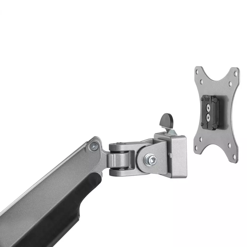 StarTech.com Galda montāžas monitora svira – izturīga ergonomiska VESA monitora svira – viens 9 kg displejs – pilna kustība, augstuma regulēšana, šarnīrveida – alumīnijs – C-skava/caurums – sudraba krāsā