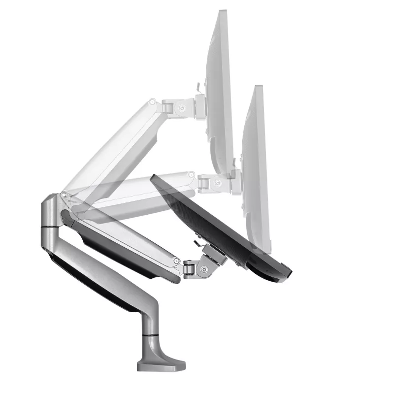 StarTech.com Galda montāžas monitora svira – izturīga ergonomiska VESA monitora svira – viens 9 kg displejs – pilna kustība, augstuma regulēšana, šarnīrveida – alumīnijs – C-skava/caurums – sudraba krāsā