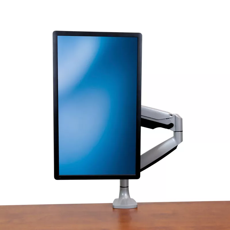 StarTech.com Galda montāžas monitora svira – izturīga ergonomiska VESA monitora svira – viens 9 kg displejs – pilna kustība, augstuma regulēšana, šarnīrveida – alumīnijs – C-skava/caurums – sudraba krāsā