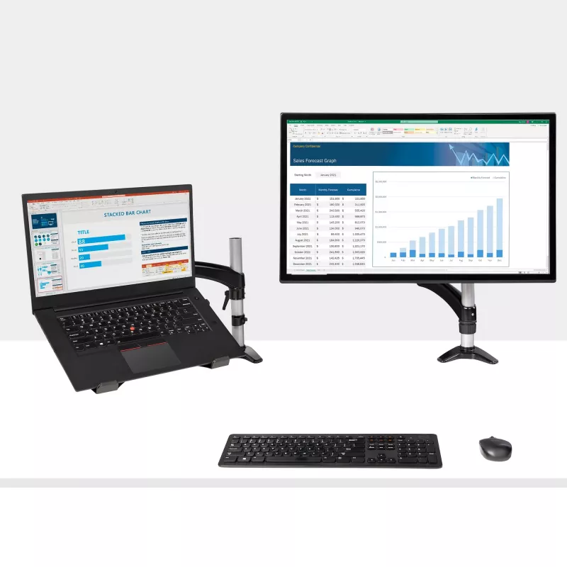 StarTech.com galda stiprinājuma klēpjdatora plecs - pilnas kustības šarnīra plecs klēpjdatoram vai atsevišķam 34 collu monitoram - VESA stiprinājuma klēpjdatora paliktņa kronšteins - ergonomisks regulējams piezīmjdatora statīvs - galda skava