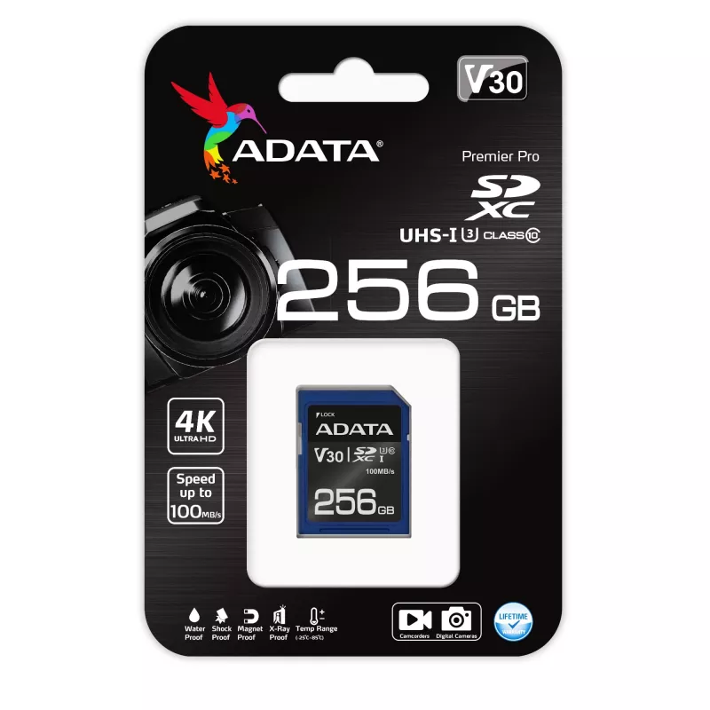 ADATA ASDX256GUI3V30S-R atmiņas karte 256 GB SDXC UHS-I Class 10