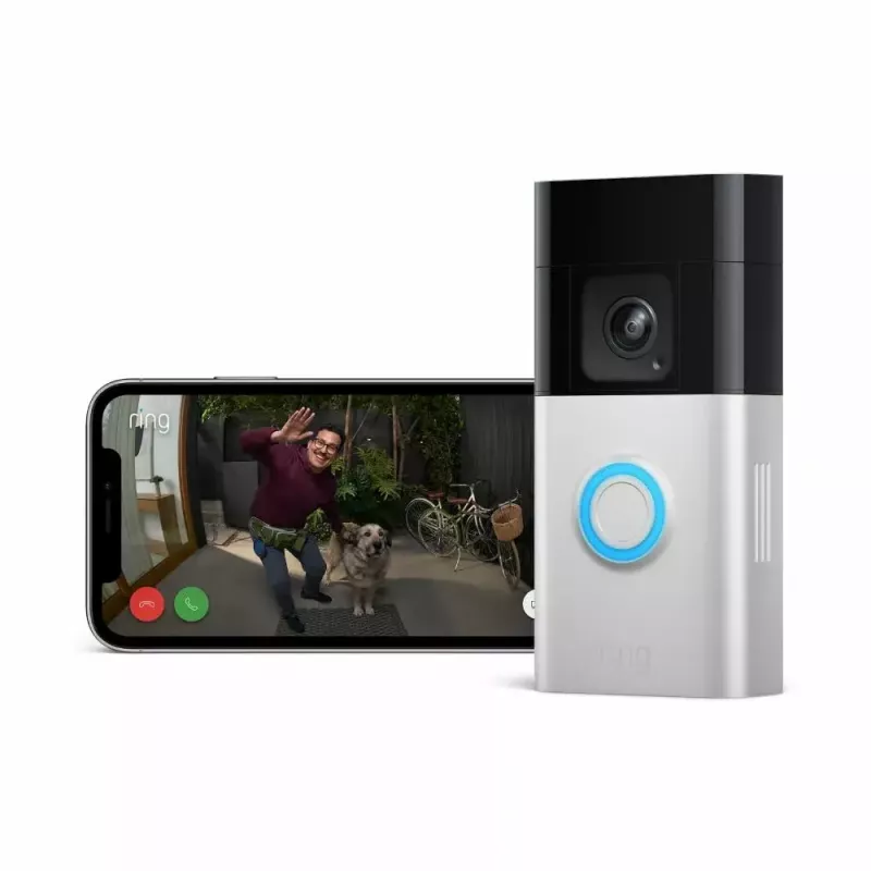 Video domofona sistēma RING B0B2BNM4PV — bezvadu, 1920×1080 maksimālais video, niķeļa apdare, Wi‑Fi (802.11b/g/n/ax)