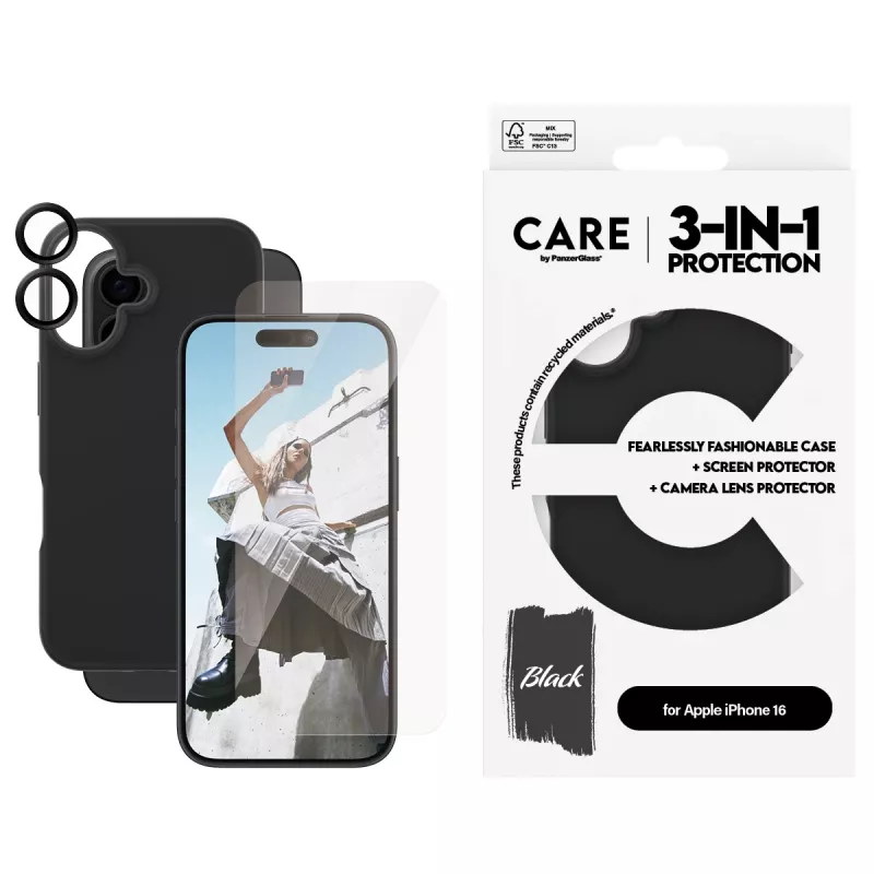 3-in-1 Bundle Case PanzerGlass CARE by Fashion iPhone 16